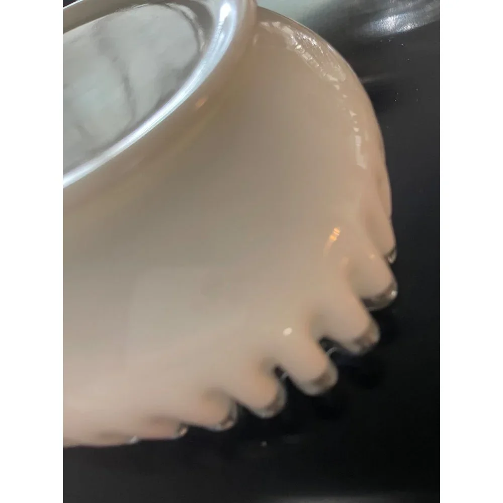Vintage Fenton Milk Glass Ruffled Silvercrest Heart Dish